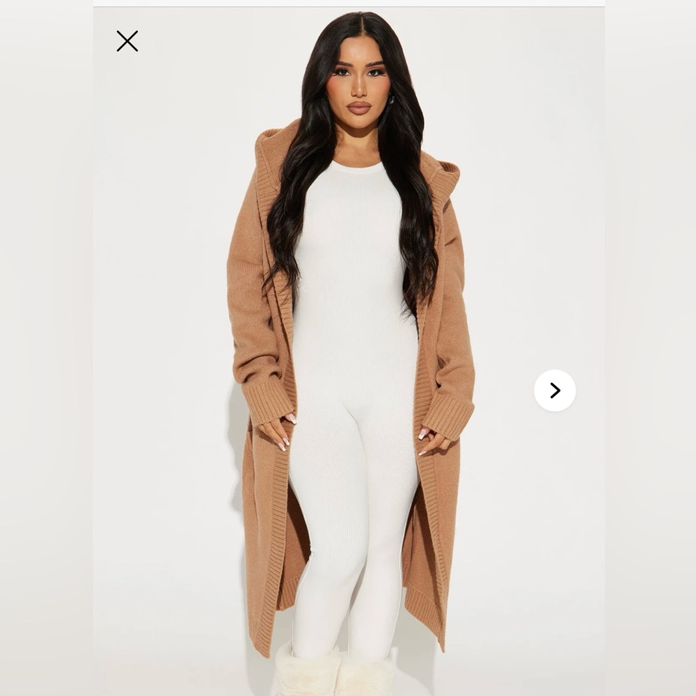 Fashion Nova Tan Hooded Cardigan